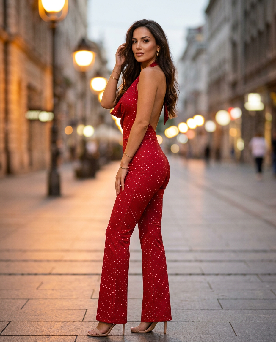 LARA — halter kombinezon sa tačkicama