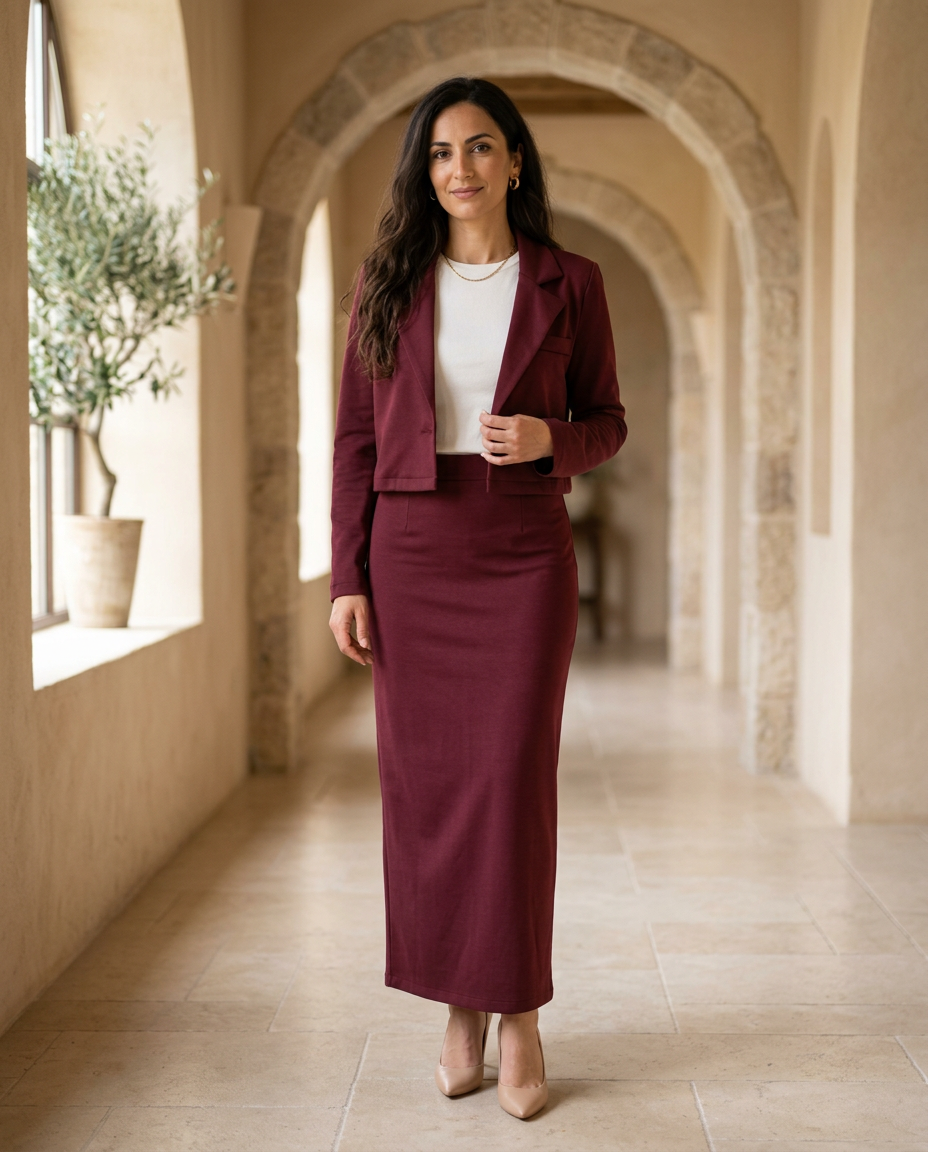 TIJANA | Vinski Komplet — Cropped Blazer + Maxi Suknja