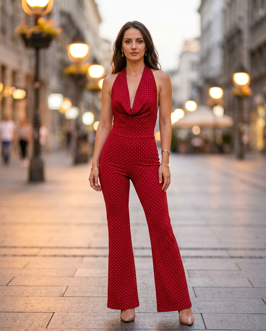 LARA — halter kombinezon sa tačkicama