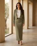 ELMA | Maslinasti Komplet — Cropped Blazer + Maxi Suknja