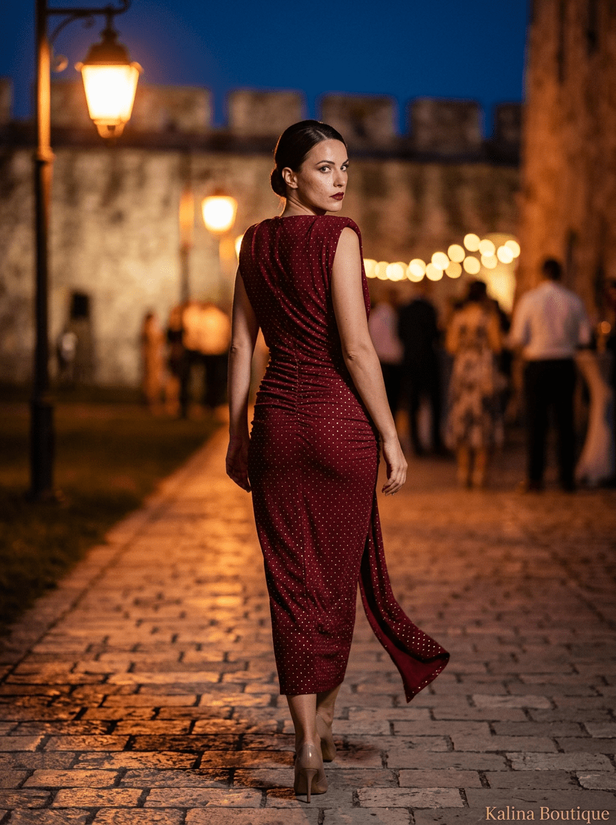 ANA | Crvena Midi sa Glitter Detaljem