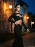 NORA | Crna Maxi sa Cut-Out i Bolero Detaljem