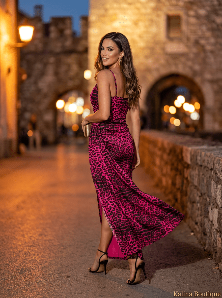 RUBI | Strastvena Pink Leopard Maxi