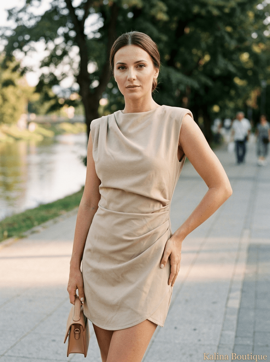 TARA | Bež Mini sa Drapery Detaljem